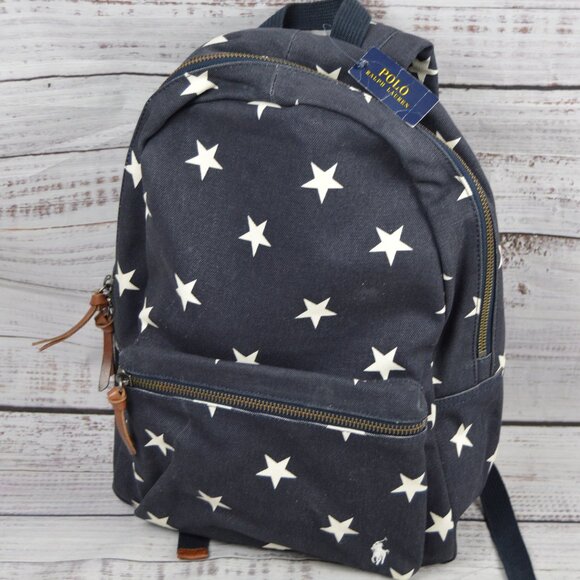 Polo Ralph Lauren Navy Blue Stars USA Backpack Rucksack NWT RARE - Picture 2 of 16